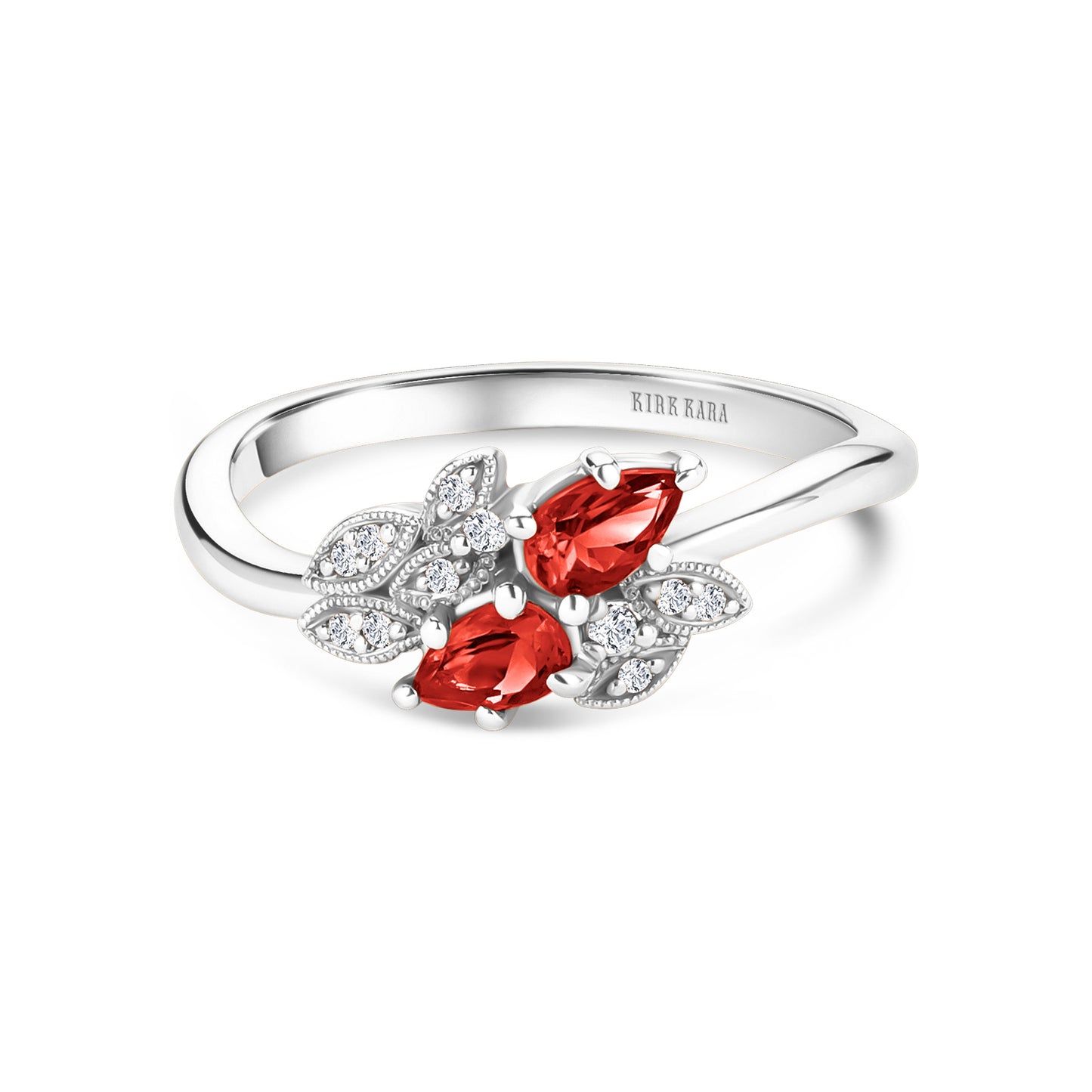 Floral Diamond Ruby Bypass Fashion Ring