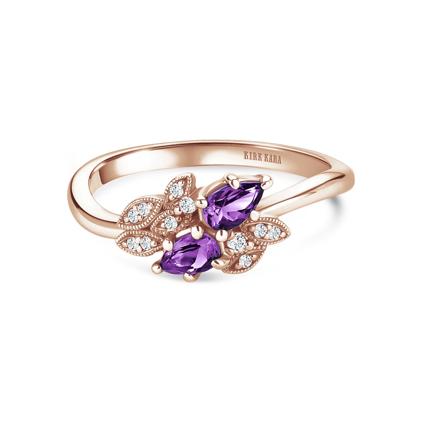 Floral Diamond Amethyst Bypass Fashion Ring