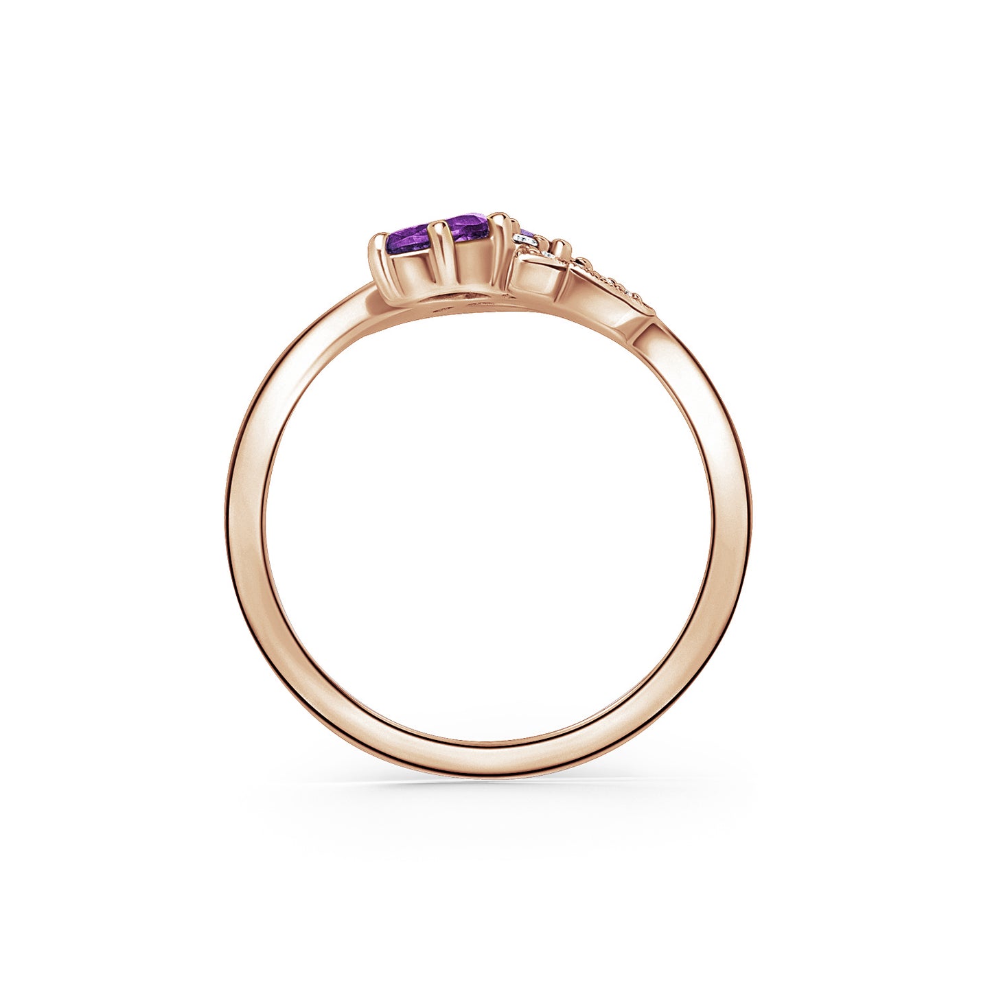 Floral Diamond Amethyst Bypass Fashion Ring