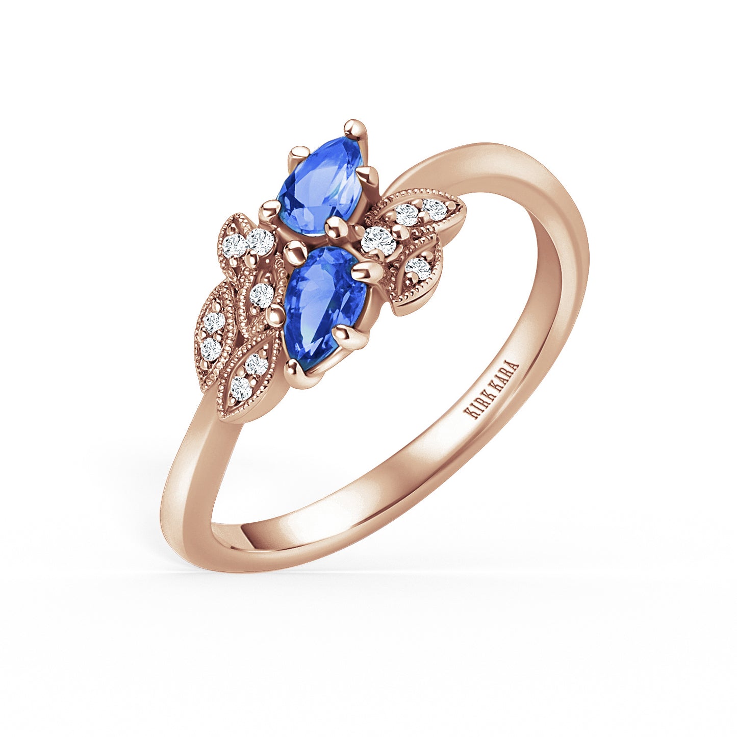 Floral Diamond Blue Sapphire Bypass Fashion Ring
