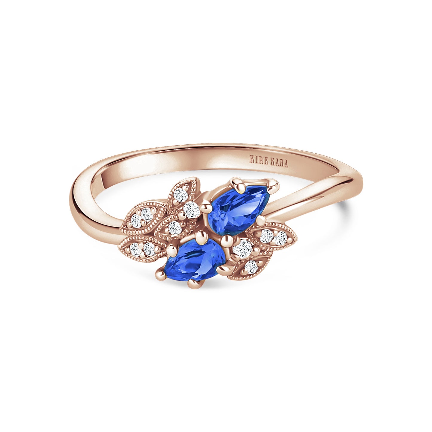 Floral Diamond Blue Sapphire Bypass Fashion Ring