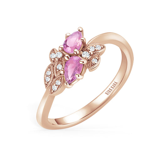 Fashion Heart Pink Sapphire Heart Ring