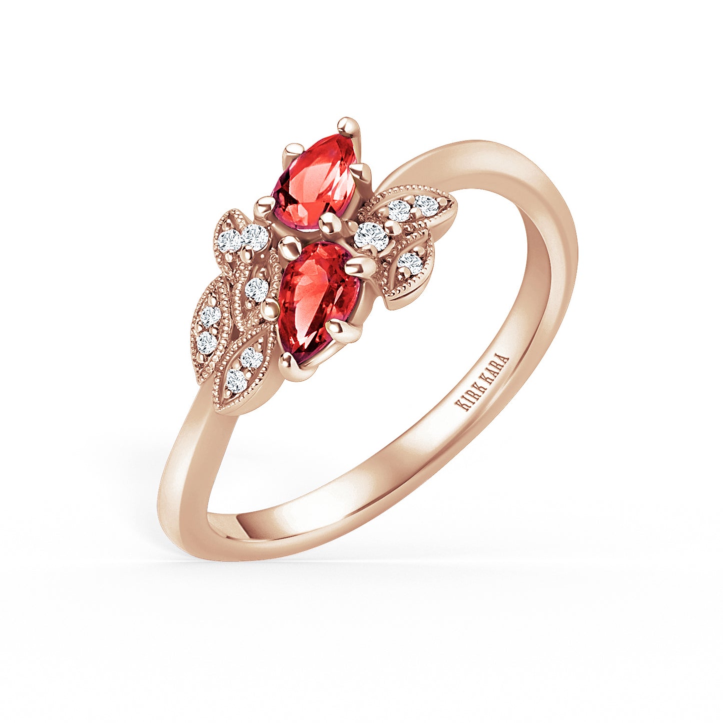 Floral Diamond Ruby Bypass Fashion Ring