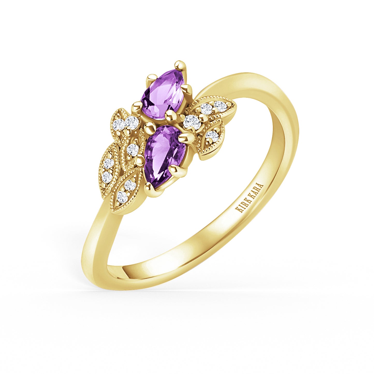 Floral Diamond Amethyst Bypass Fashion Ring