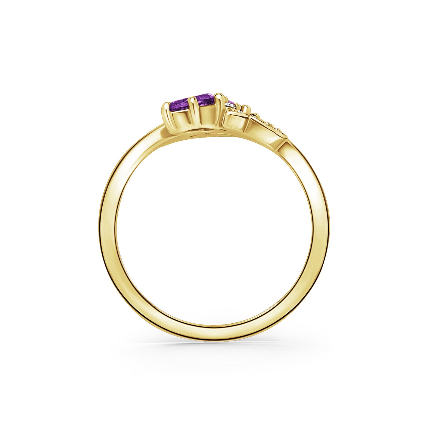Floral Diamond Amethyst Bypass Fashion Ring