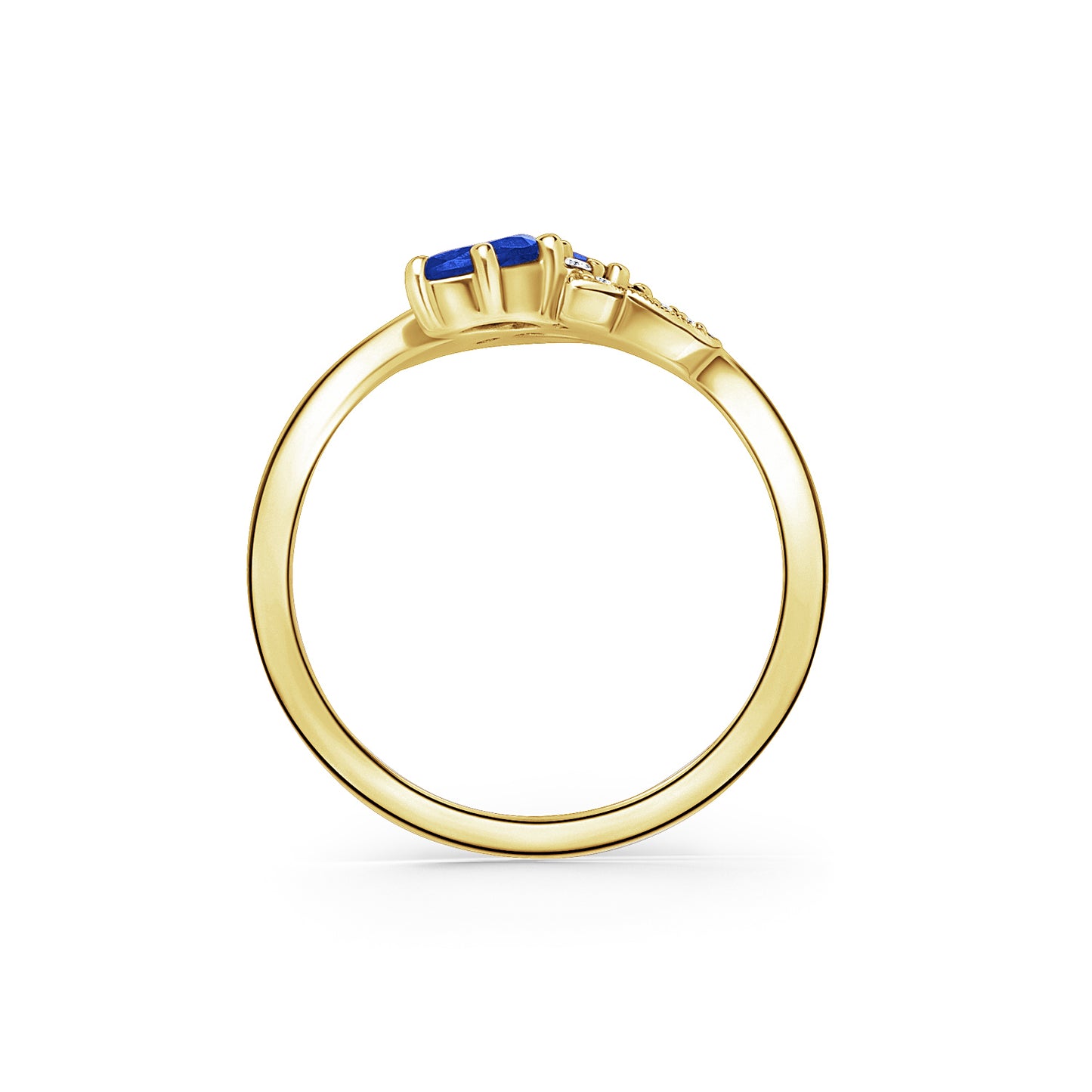 Floral Diamond Blue Sapphire Bypass Fashion Ring