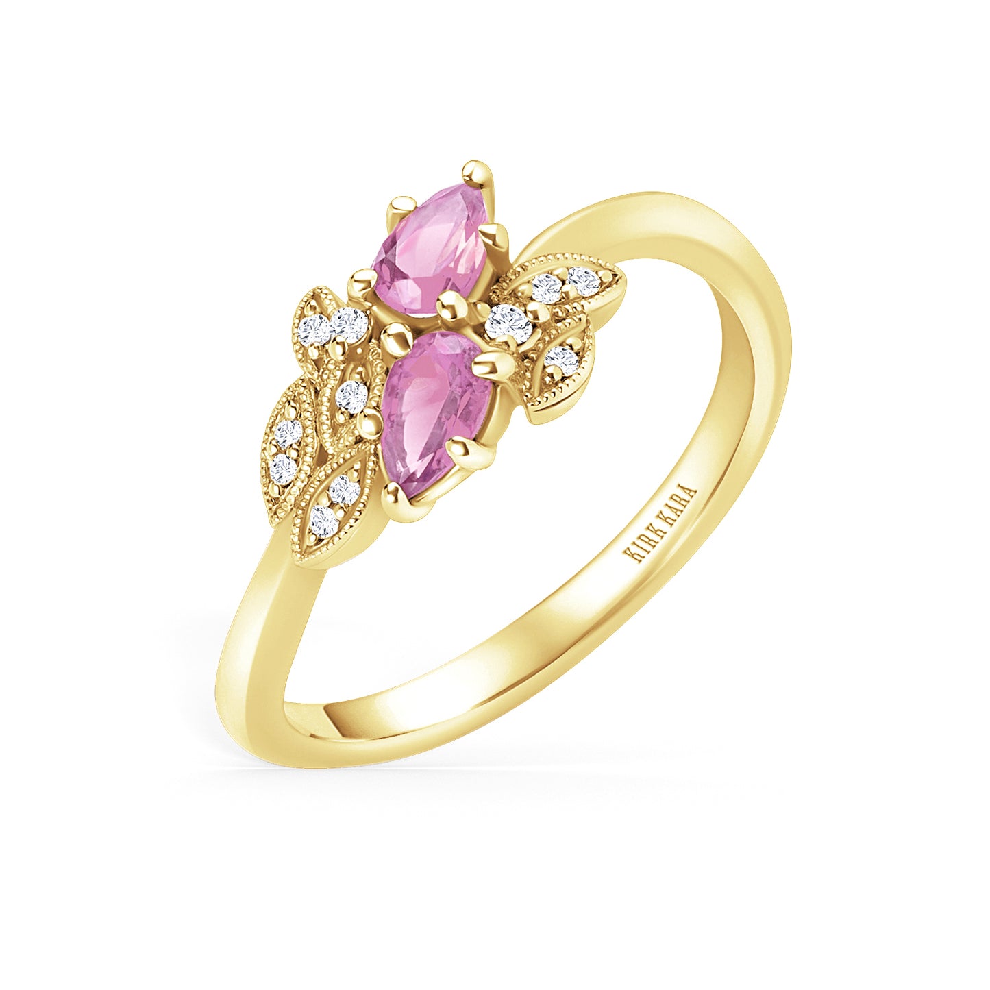 Floral Diamond Pink Sapphire Bypass Fashion Ring