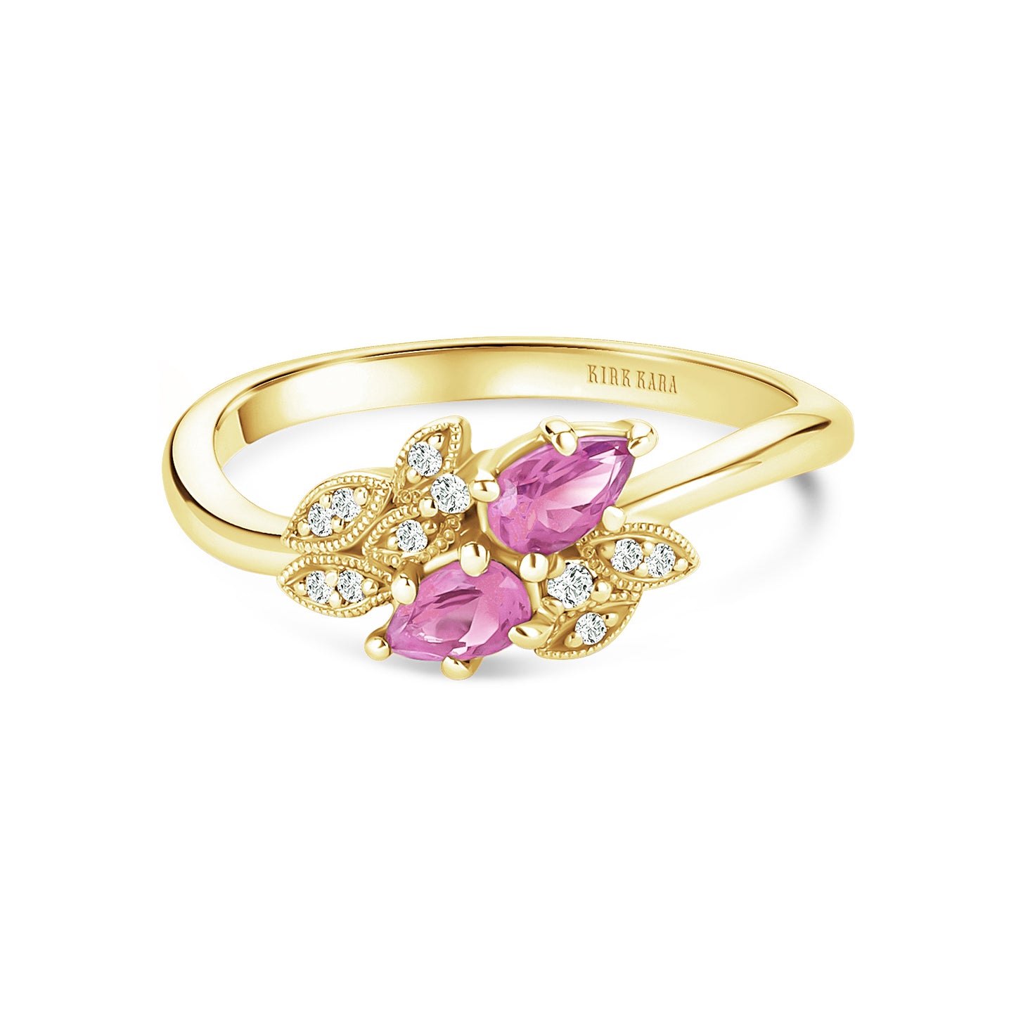 Floral Diamond Pink Sapphire Bypass Fashion Ring