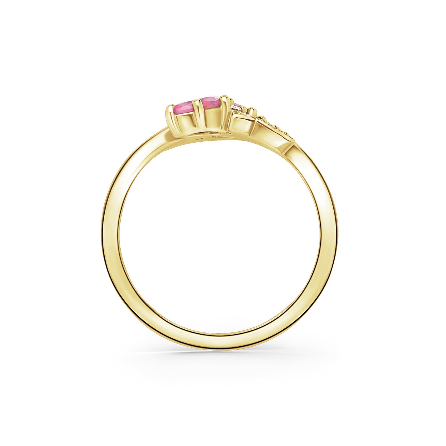 Floral Diamond Pink Sapphire Bypass Fashion Ring