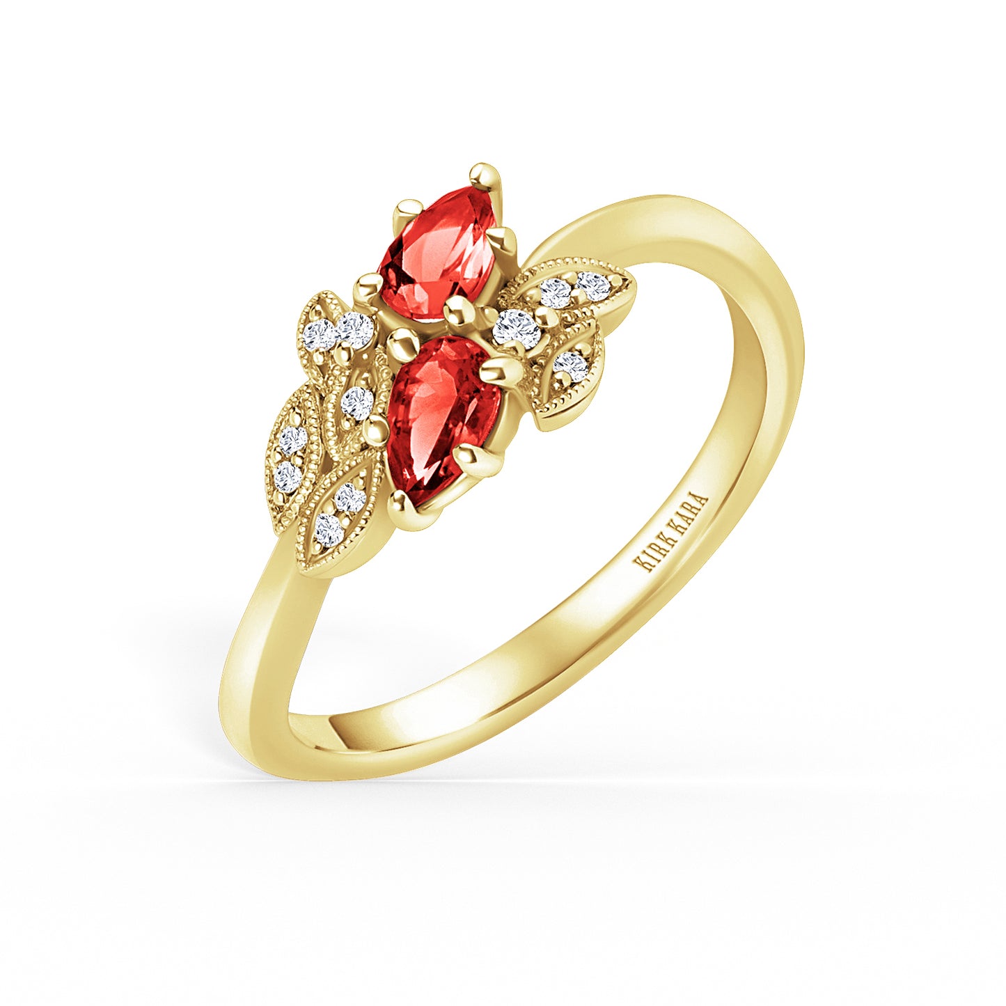 Floral Diamond Ruby Bypass Fashion Ring