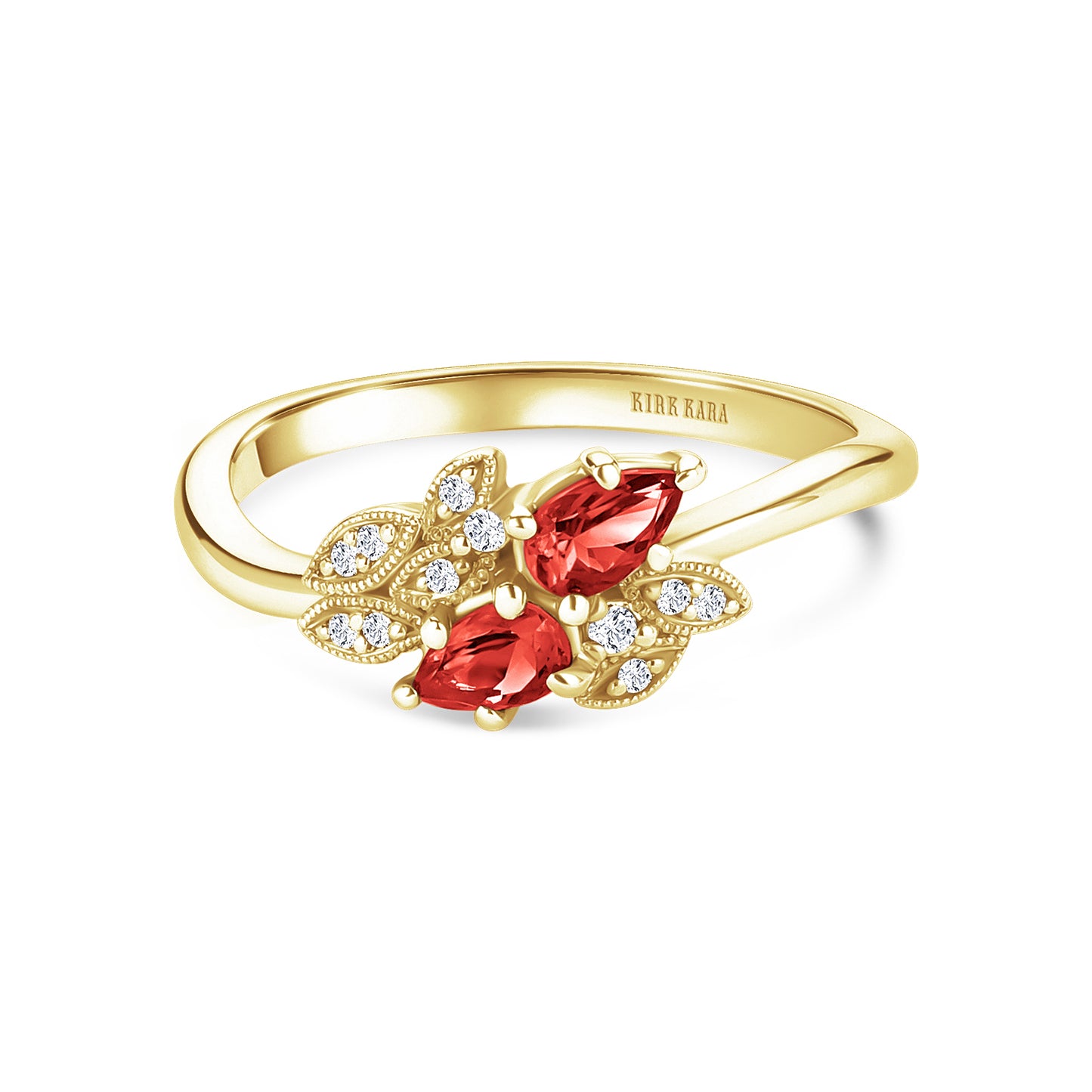 Floral Diamond Ruby Bypass Fashion Ring