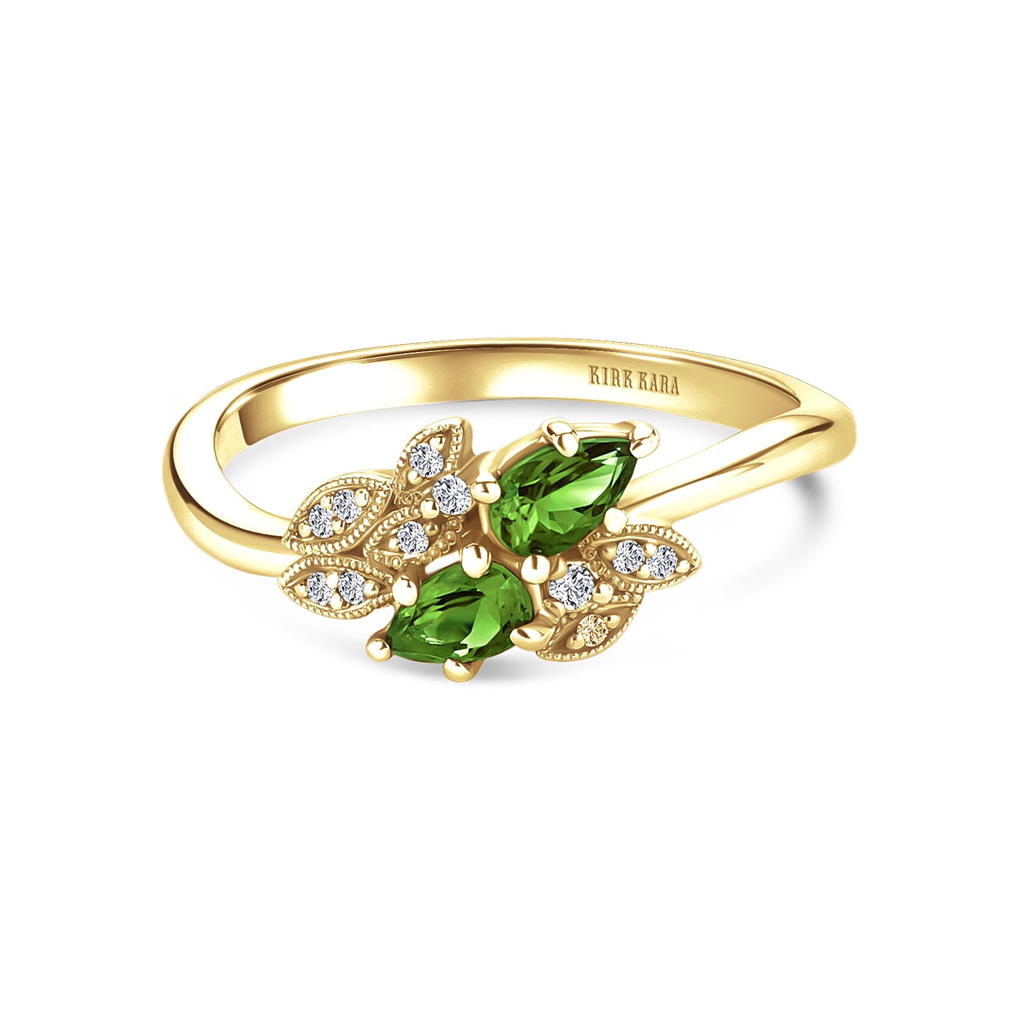 Floral Diamond Tsavorite Bypass Fashion Ring