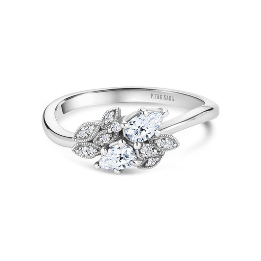 Floral Diamond Milgrain Bypass Fashion Ring