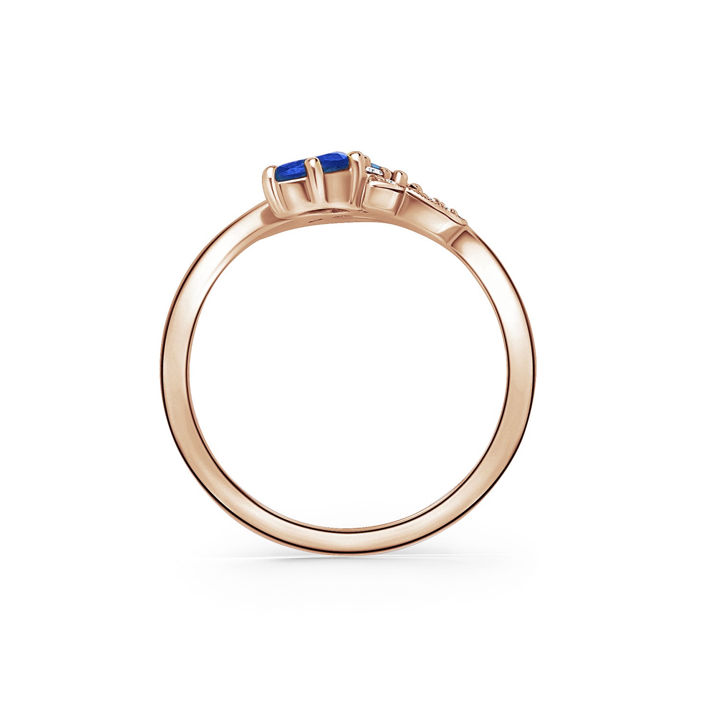 Floral Diamond Blue Sapphire Bypass Fashion Ring