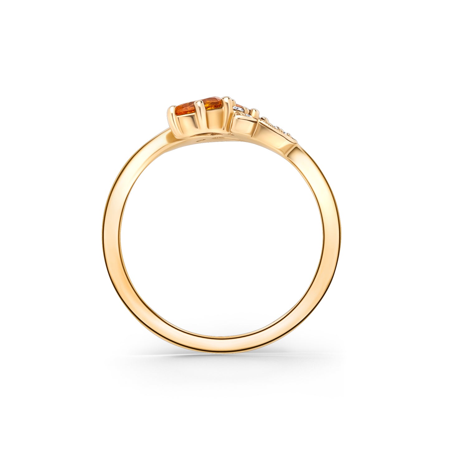 Floral Diamond Citrine Bypass Fashion Ring