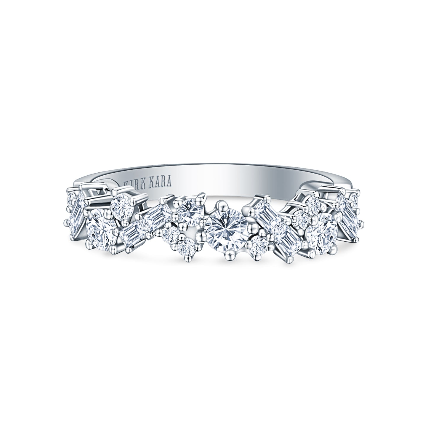 Baguette Round Diamond Cluster Modern Wedding Band