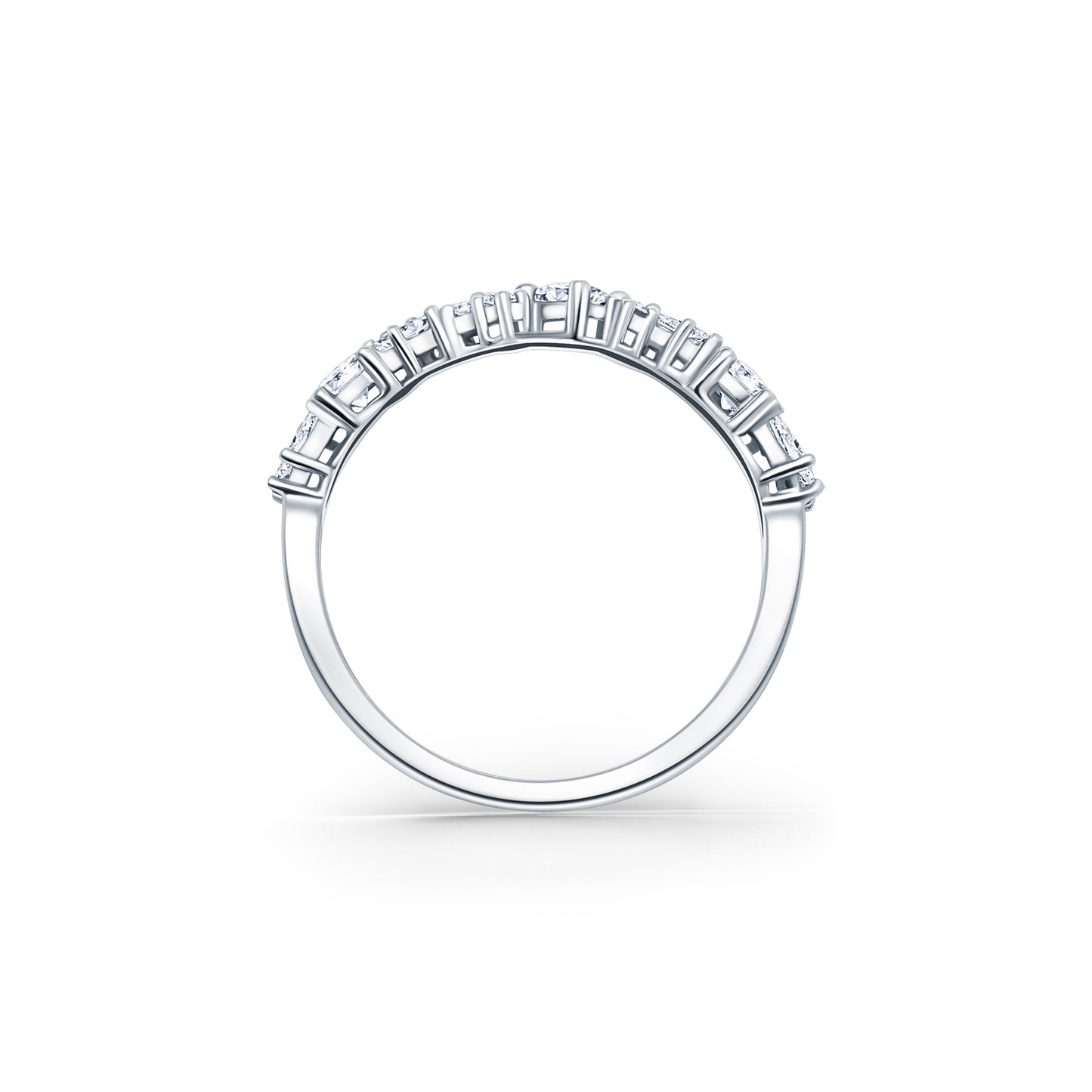 Baguette Round Diamond Cluster Modern Wedding Band