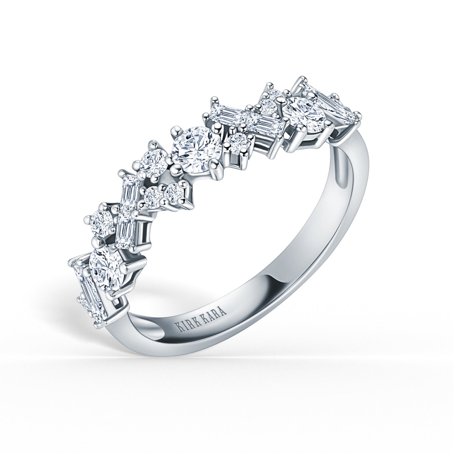 Baguette Round Diamond Cluster Modern Wedding Band