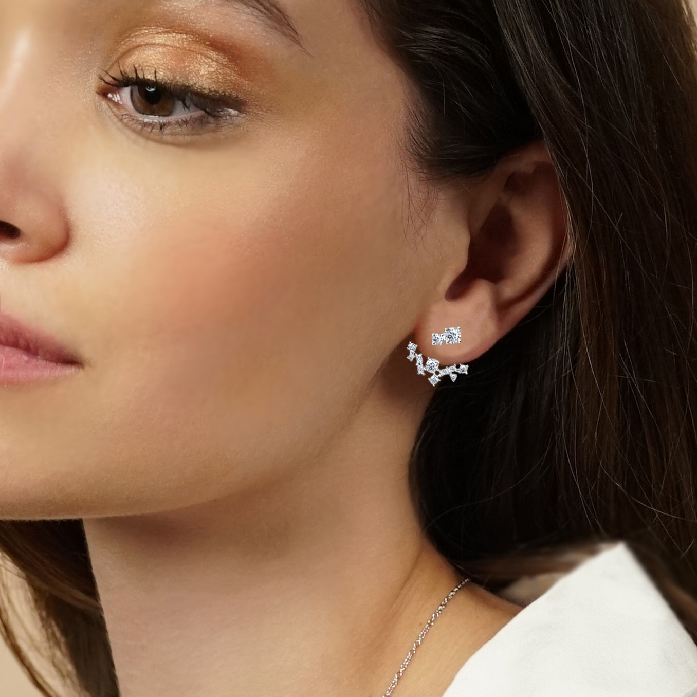 Elegant Diamond Cluster Earring Jacket Studs