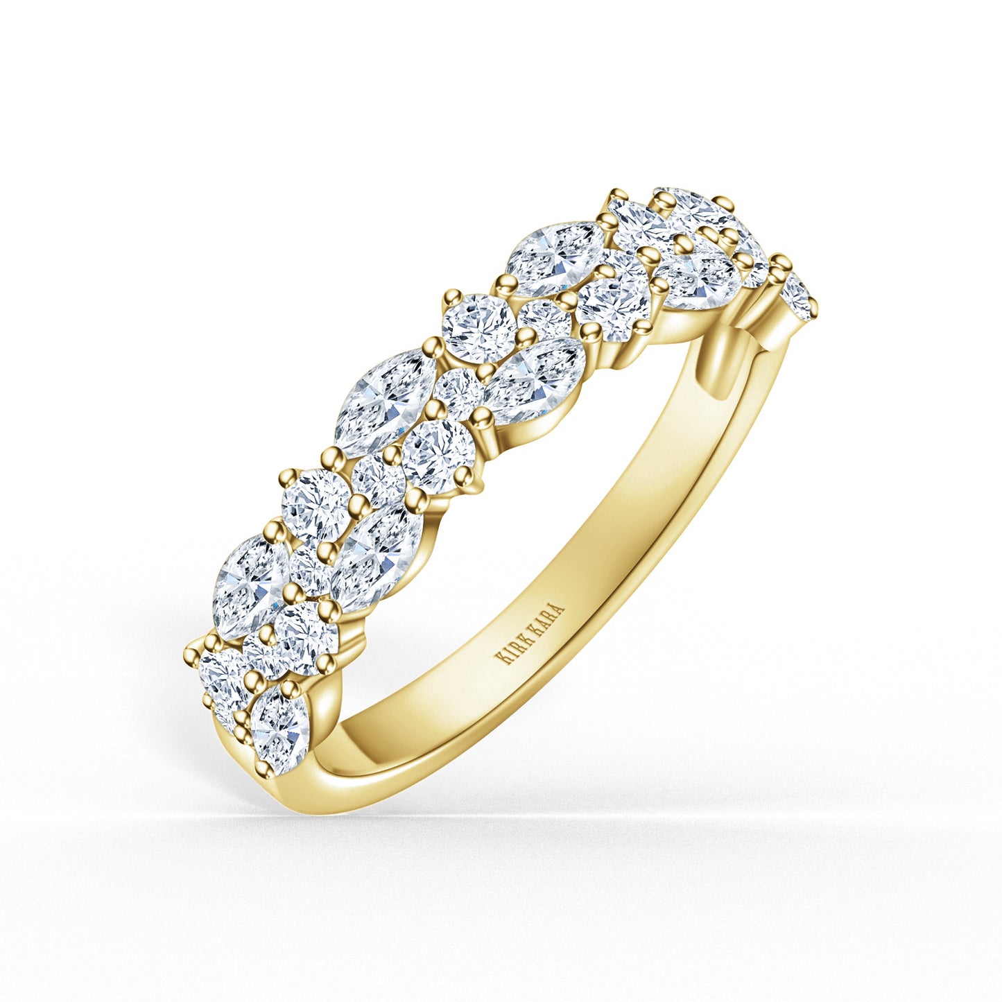 Marquise Round Diamond Cluster Modern Wedding Band