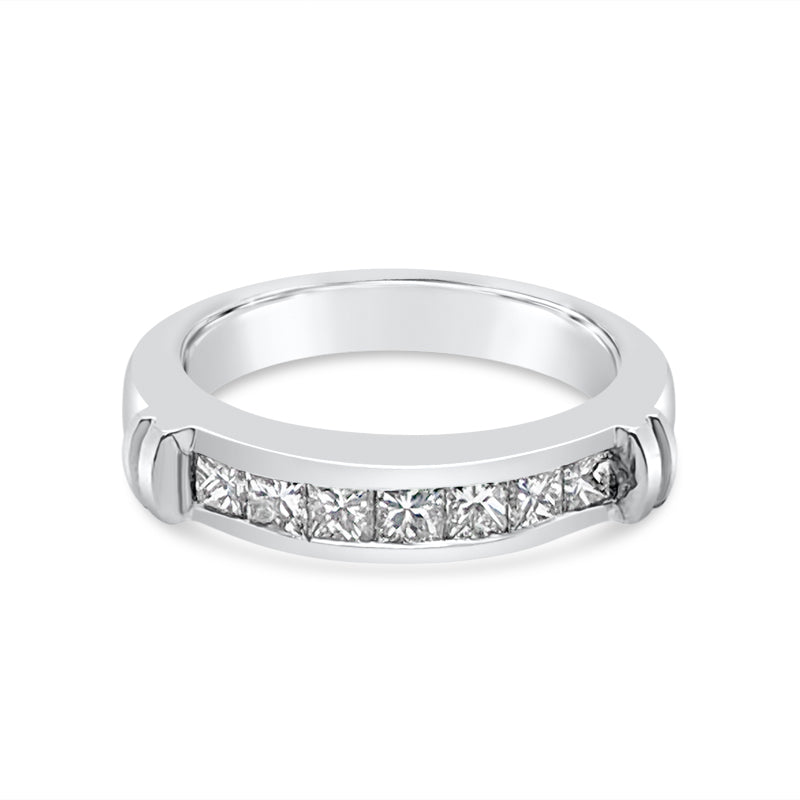 Platinum Princess Diamond Vintage Wedding Band