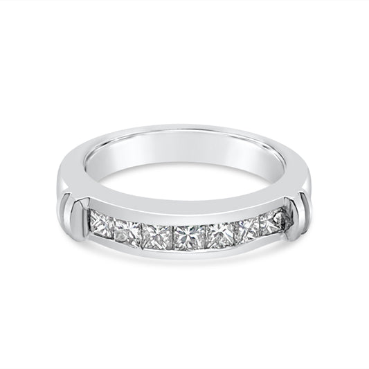 Platinum Princess Diamond Vintage Wedding Band