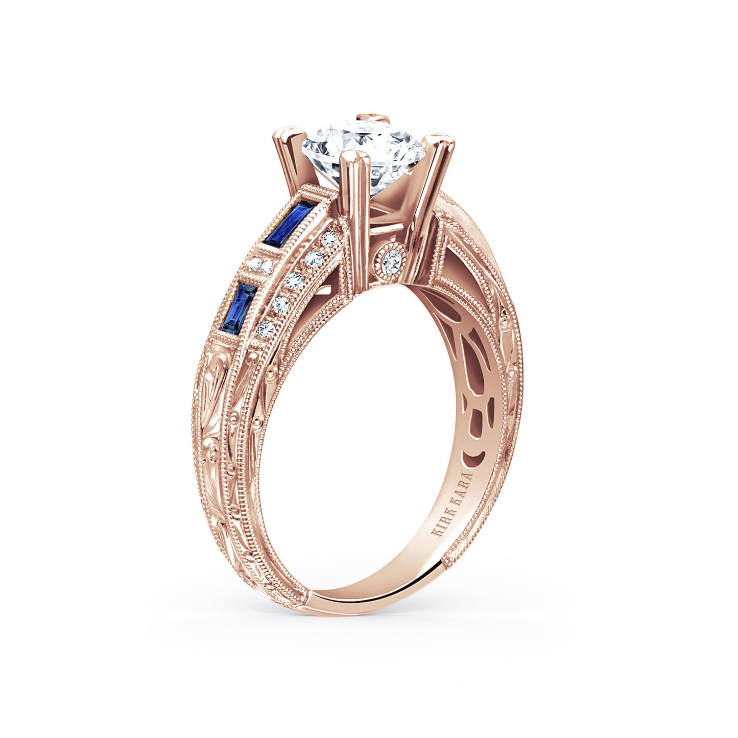 Sapphire Baguette Deco Diamond Engagement Ring