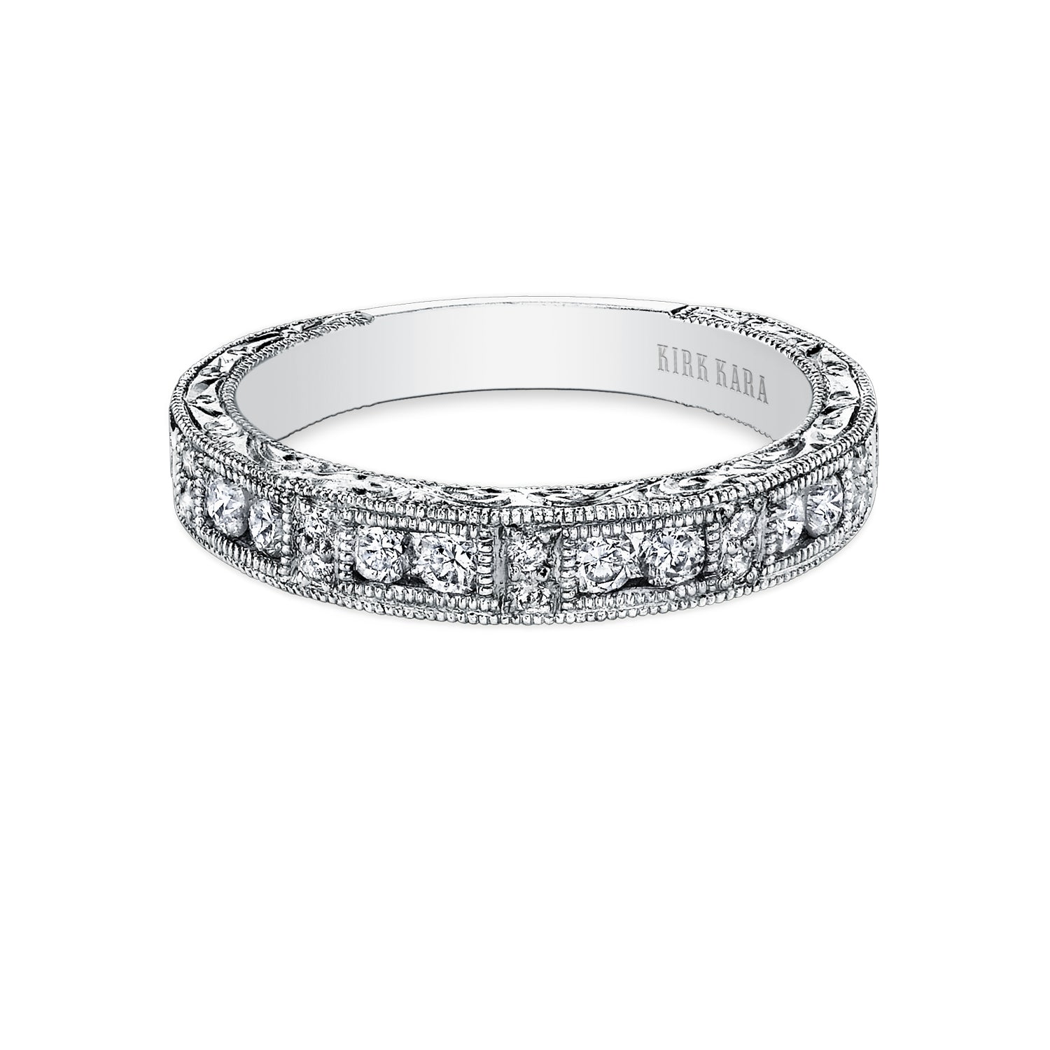 Engraved Milgrain Vintage Diamond Wedding Band