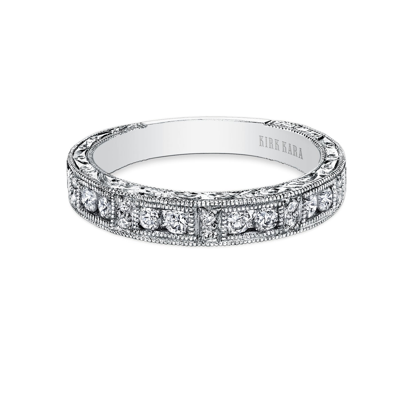 Engraved Milgrain Vintage Diamond Wedding Band