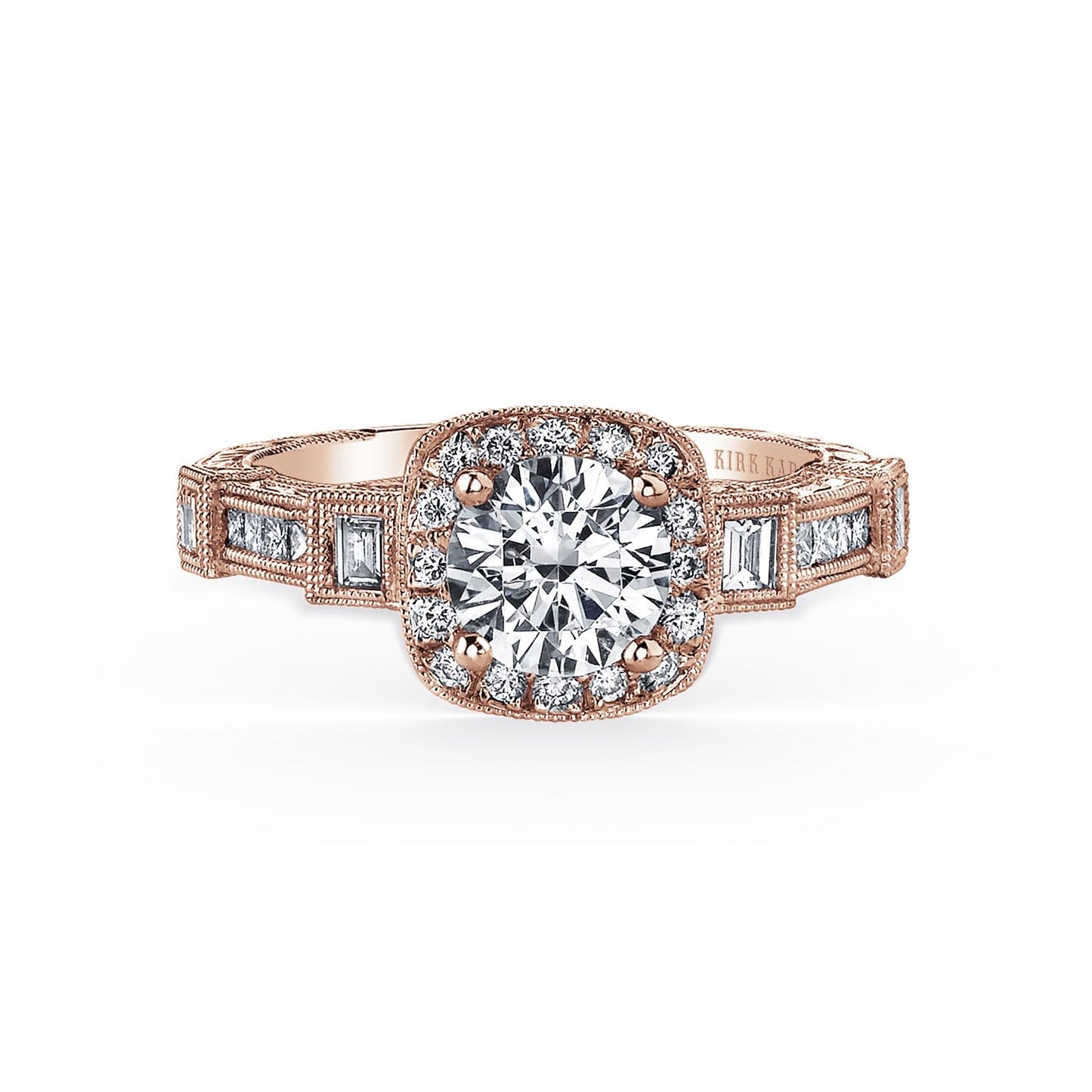 Modern Channel Detailed Diamond Halo Engagement Ring