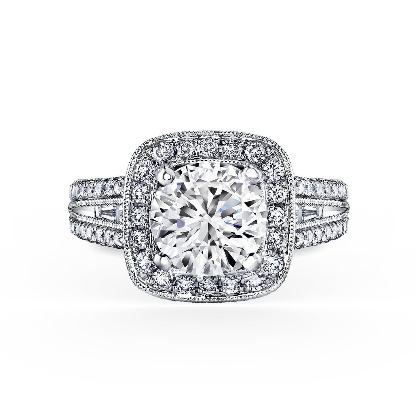 Elegant Micro Pavé Halo Diamond Engagement Ring