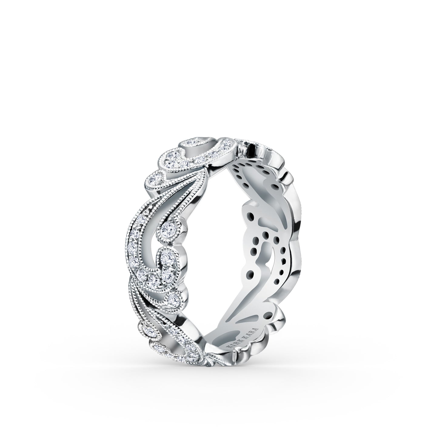 Swirl Milgrain Diamond Wedding Band