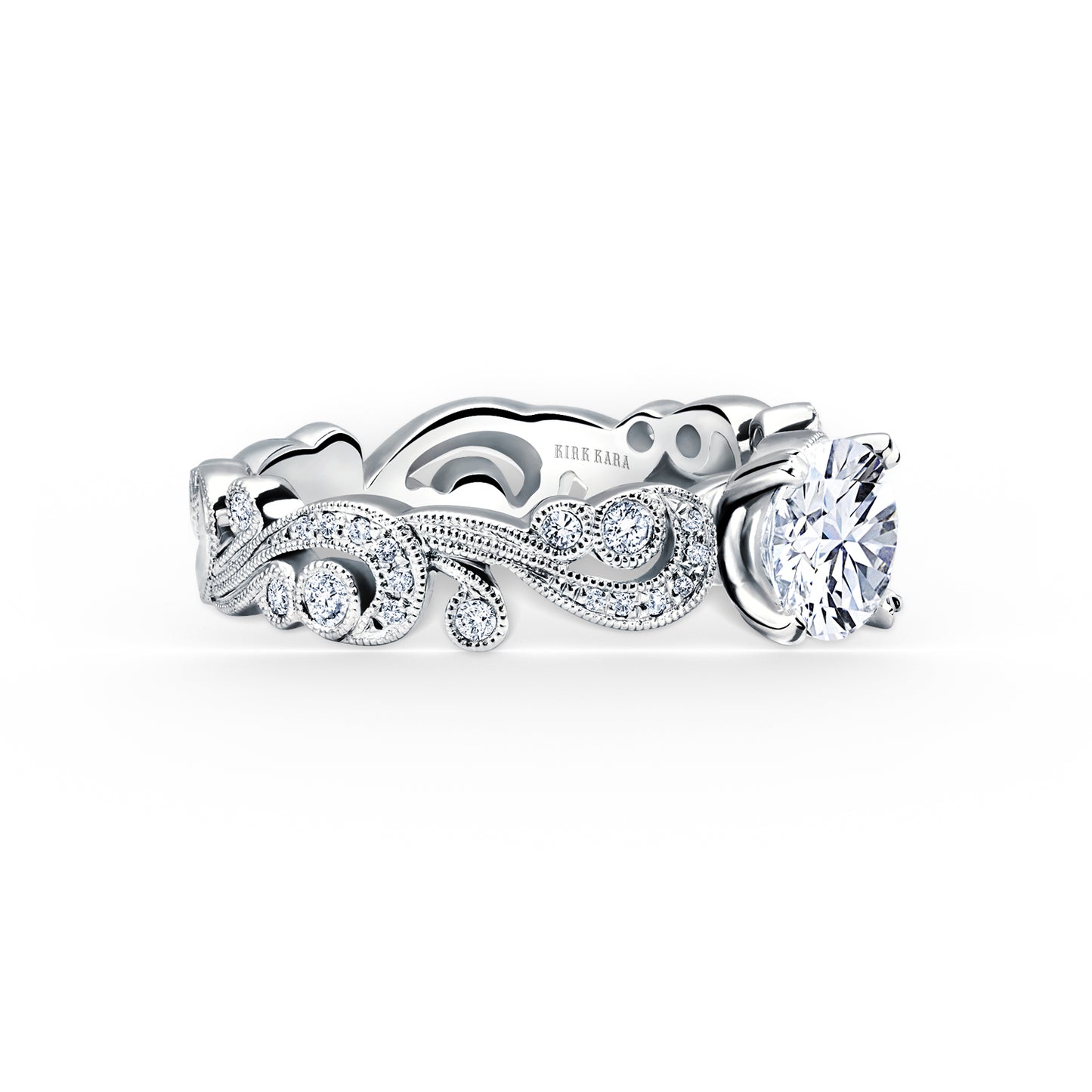 Whimsical Swirl Milgrain Diamond Engagement Ring