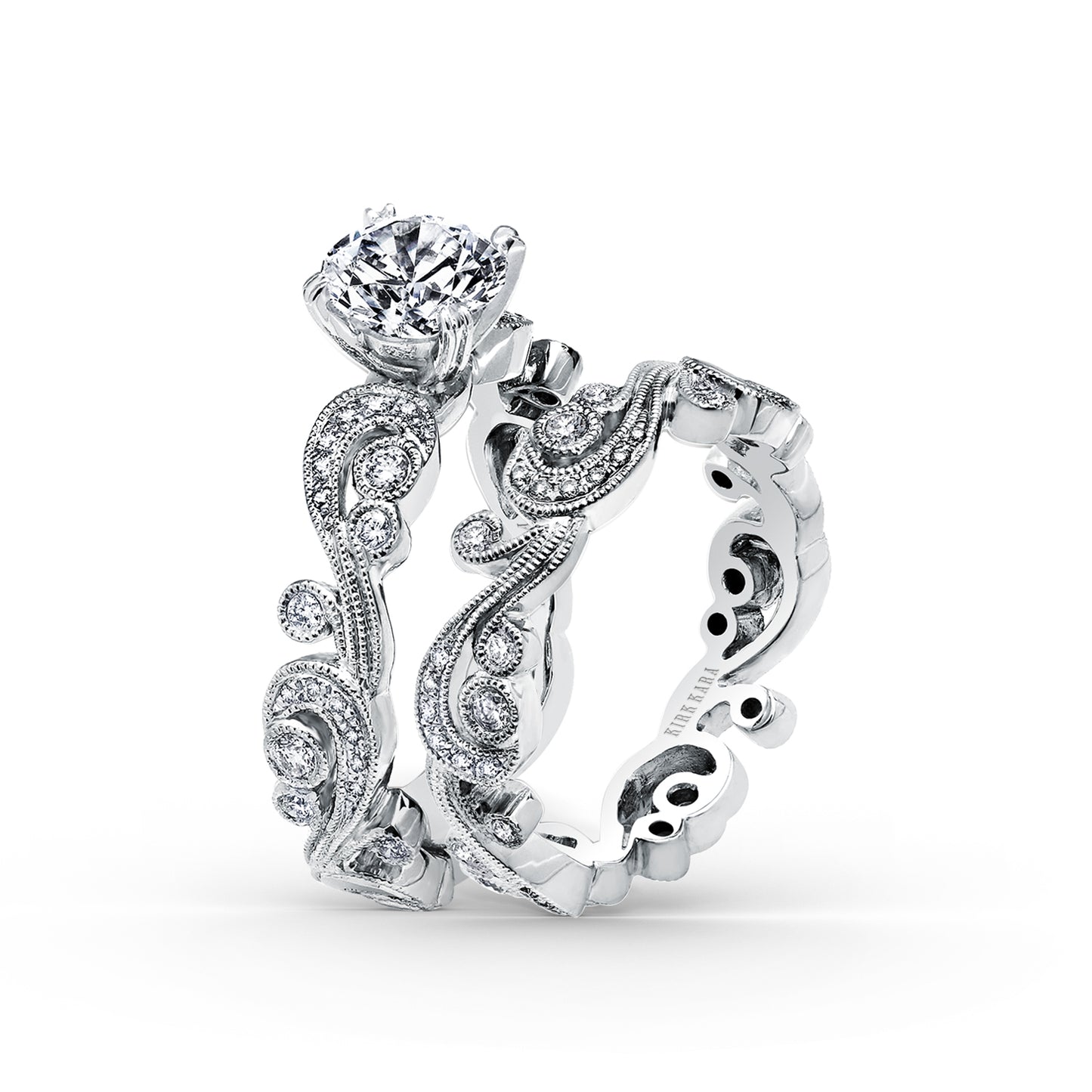 Whimsical Swirl Milgrain Diamond Engagement Ring