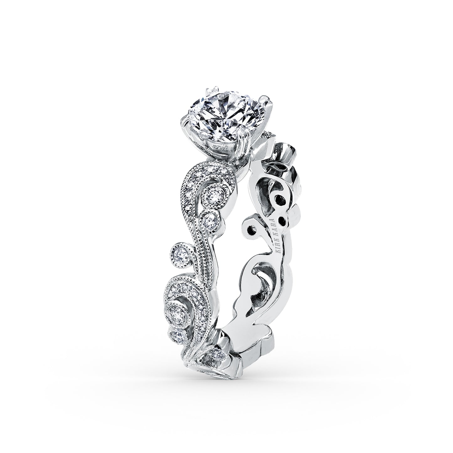 Whimsical Swirl Milgrain Diamond Engagement Ring