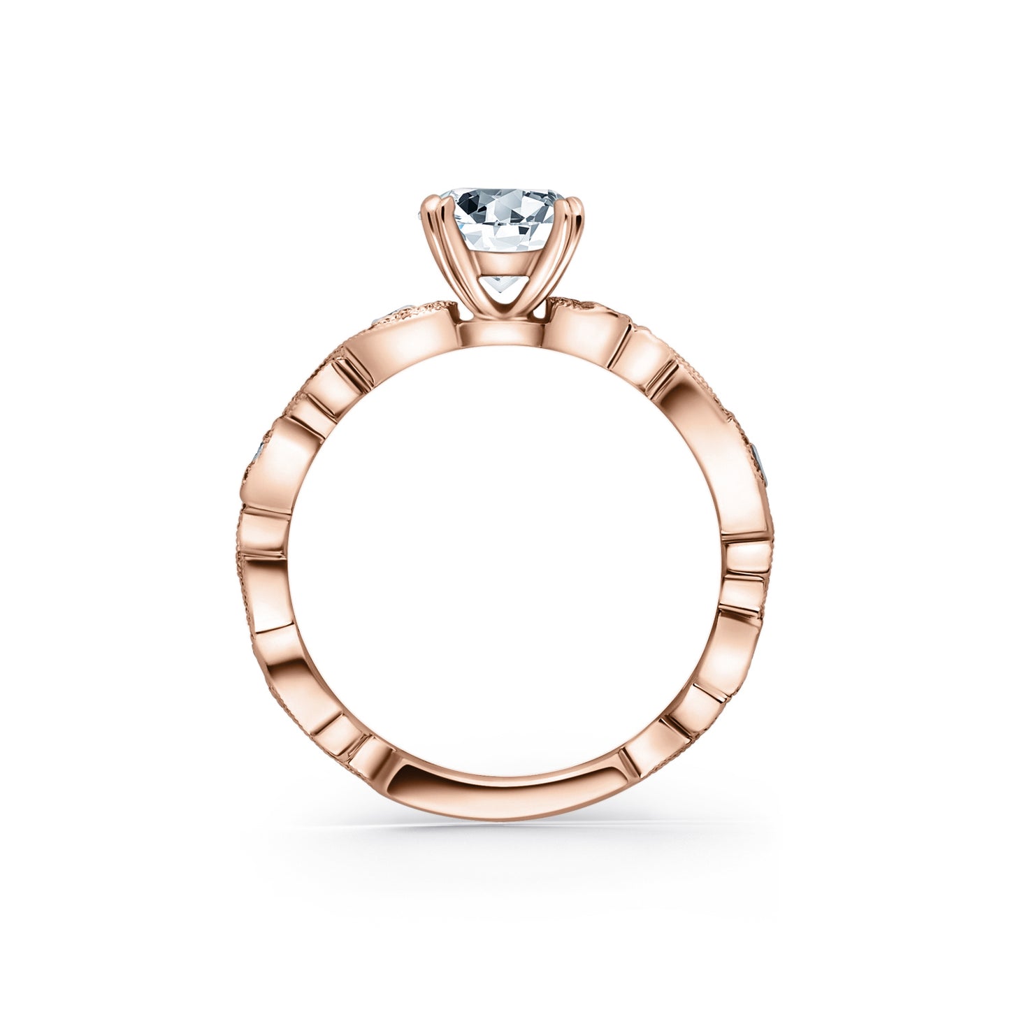 Swirl Milgrain Thin Diamond Engagement Ring