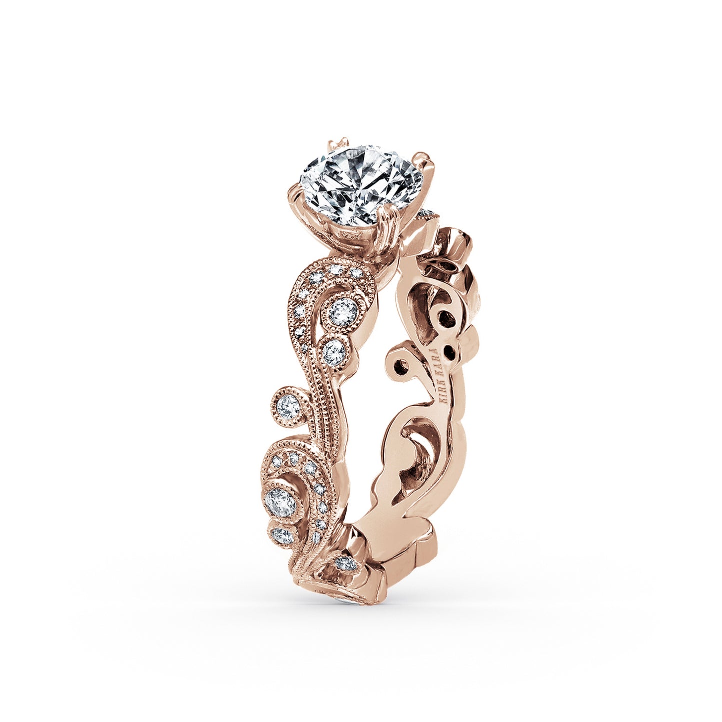 Whimsical Swirl Milgrain Diamond Engagement Ring