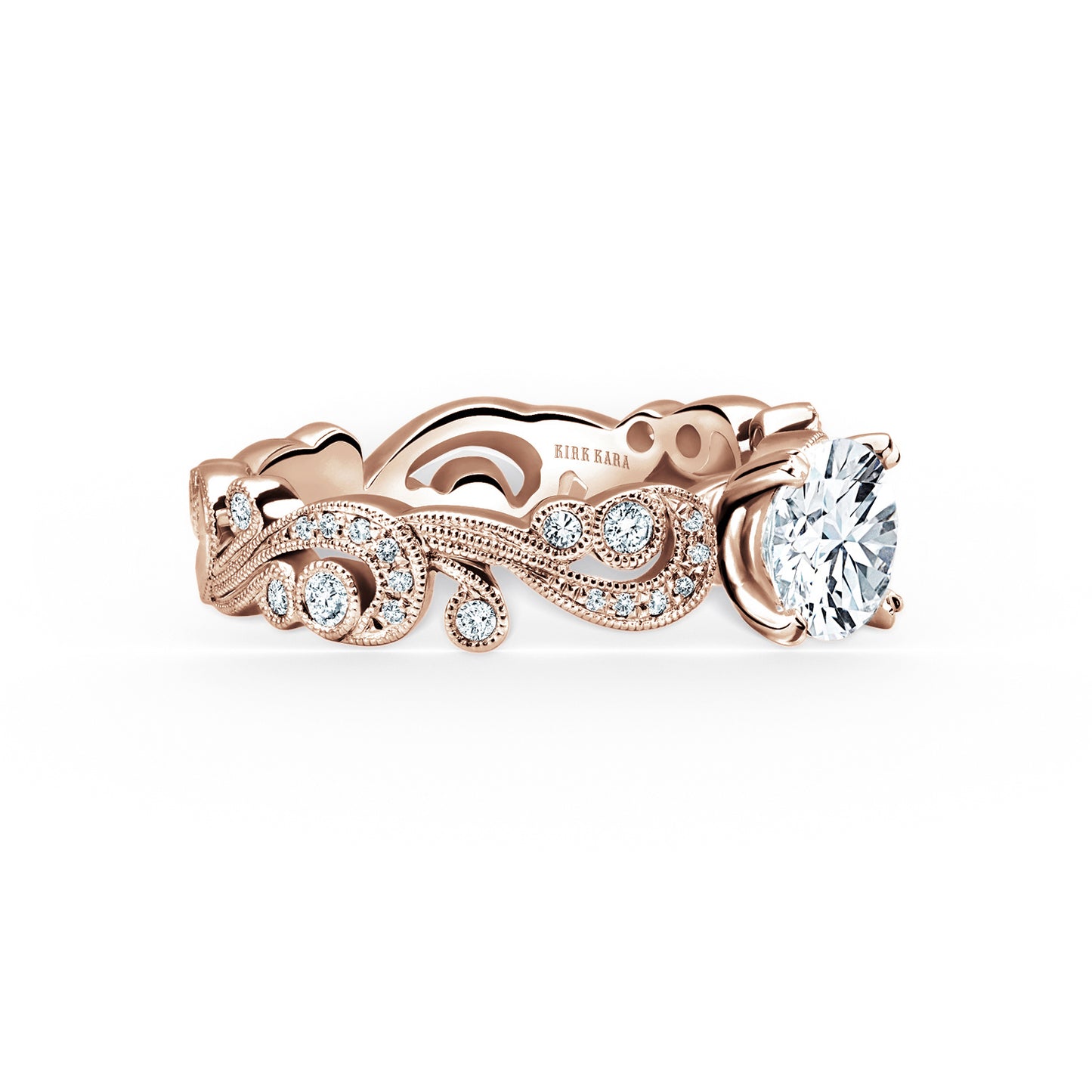 Whimsical Swirl Milgrain Diamond Engagement Ring