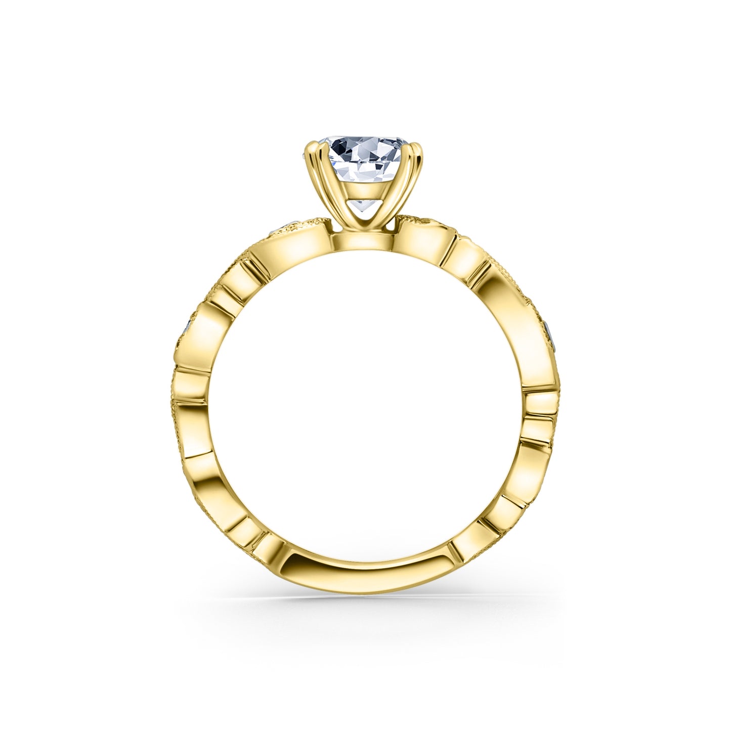 Whimsical Swirl Milgrain Diamond Engagement Ring