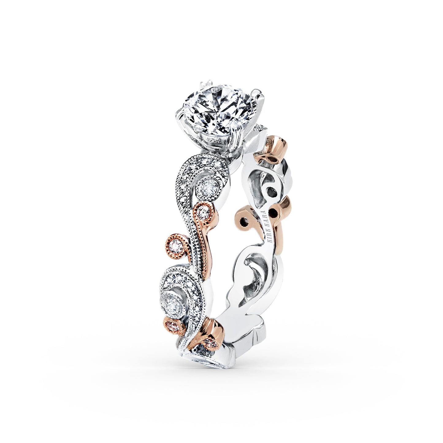 Whimsical Swirl Milgrain Diamond Engagement Ring