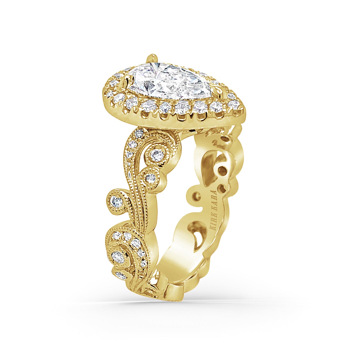 Whimsical Swirl Halo Diamond Engagement Ring