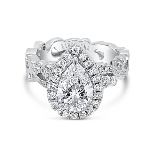 Whimsical Swirl Halo Diamond Engagement Ring