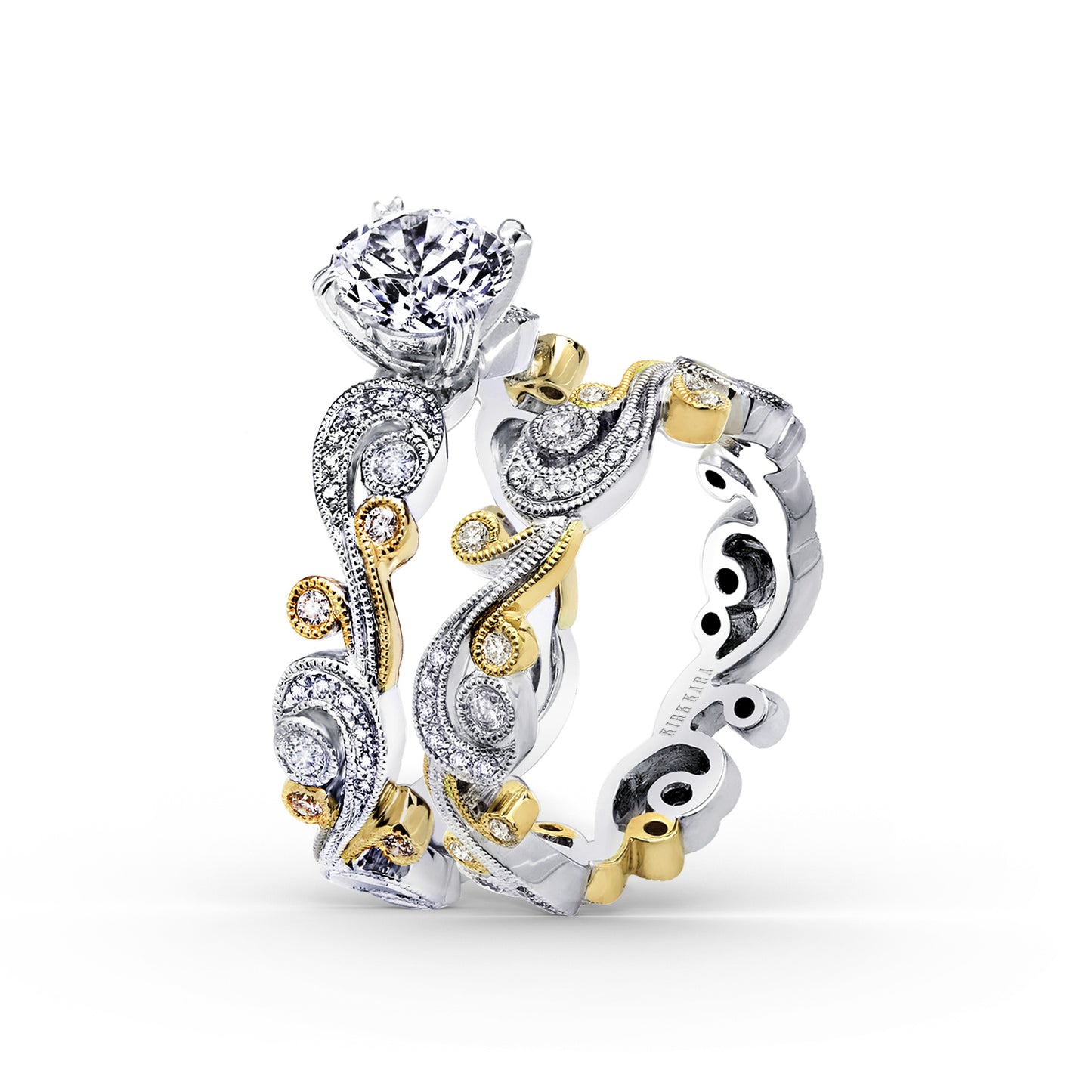 Whimsical Swirl Milgrain Diamond Engagement Ring