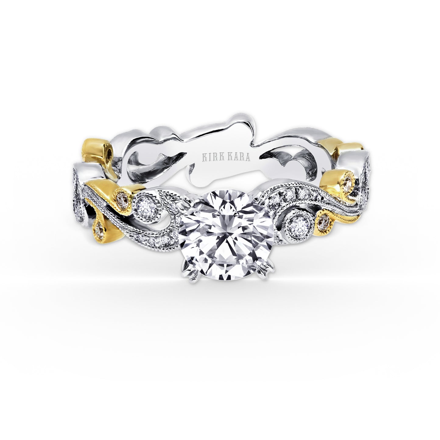 Whimsical Swirl Milgrain Diamond Engagement Ring