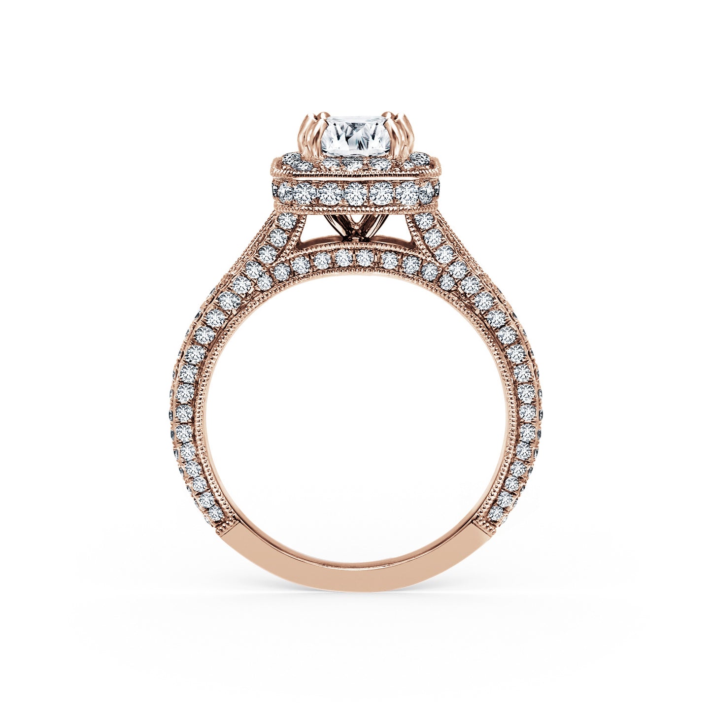 Elegant Micro Pavé Halo Diamond Engagement Ring