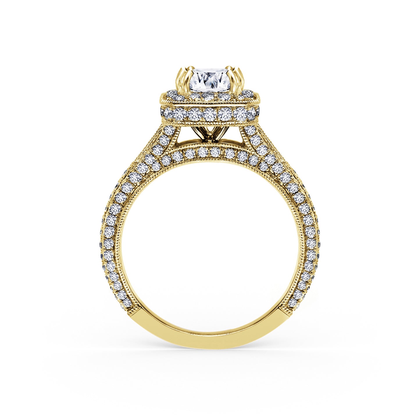 Elegant Micro Pavé Halo Diamond Engagement Ring