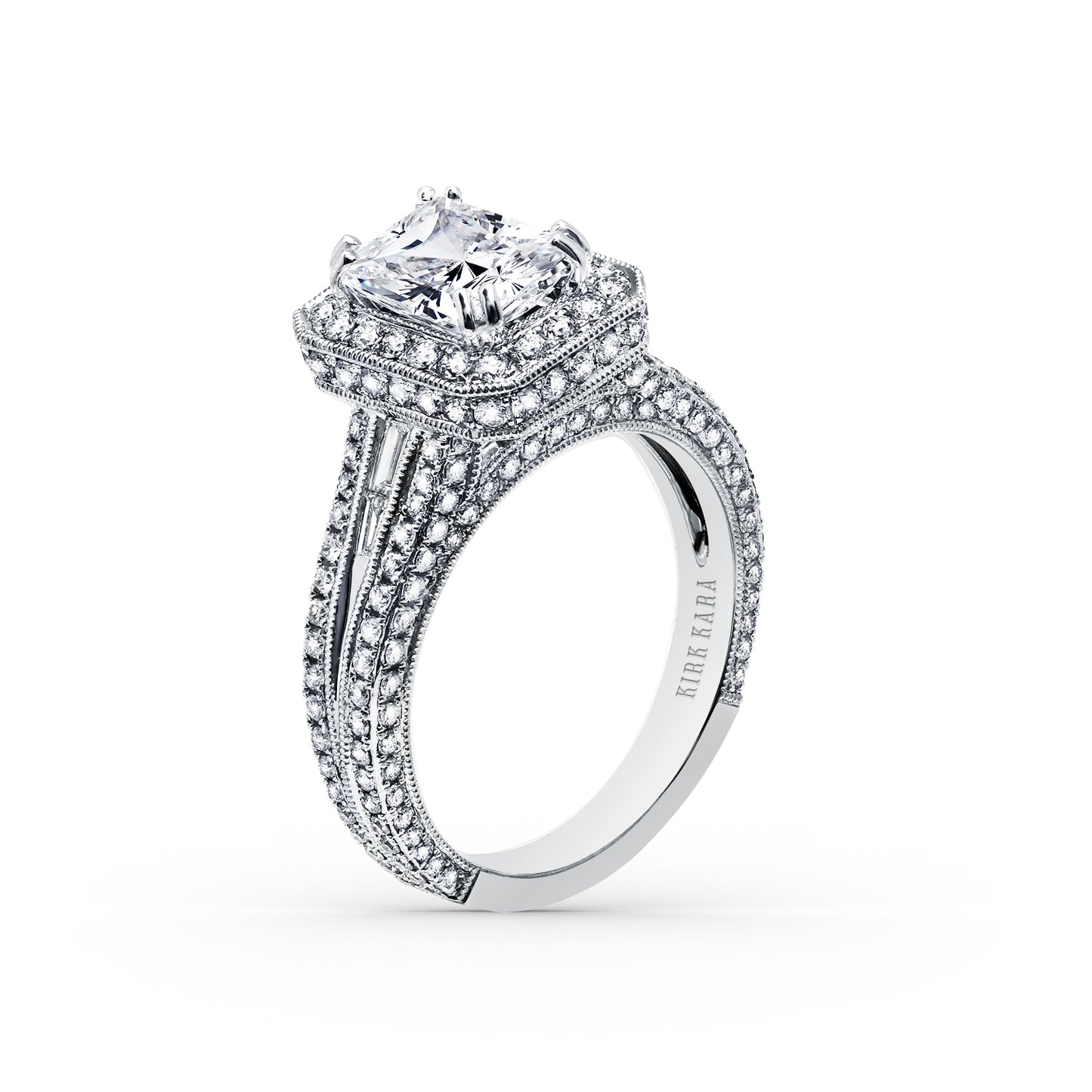 Elegant Micro Pavé Halo Diamond Engagement Ring