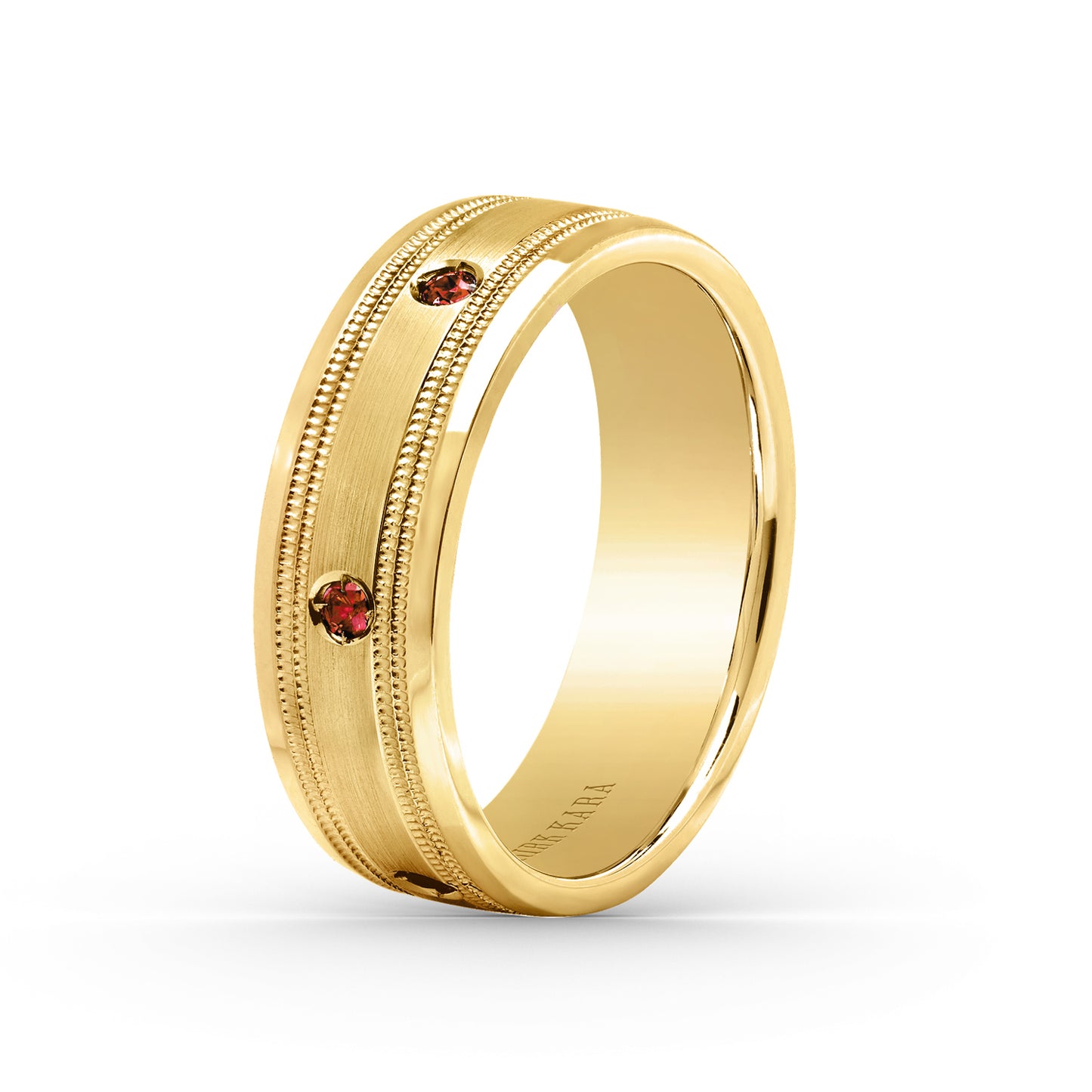 Ruby Accent Satin Wedding Band, 7mm