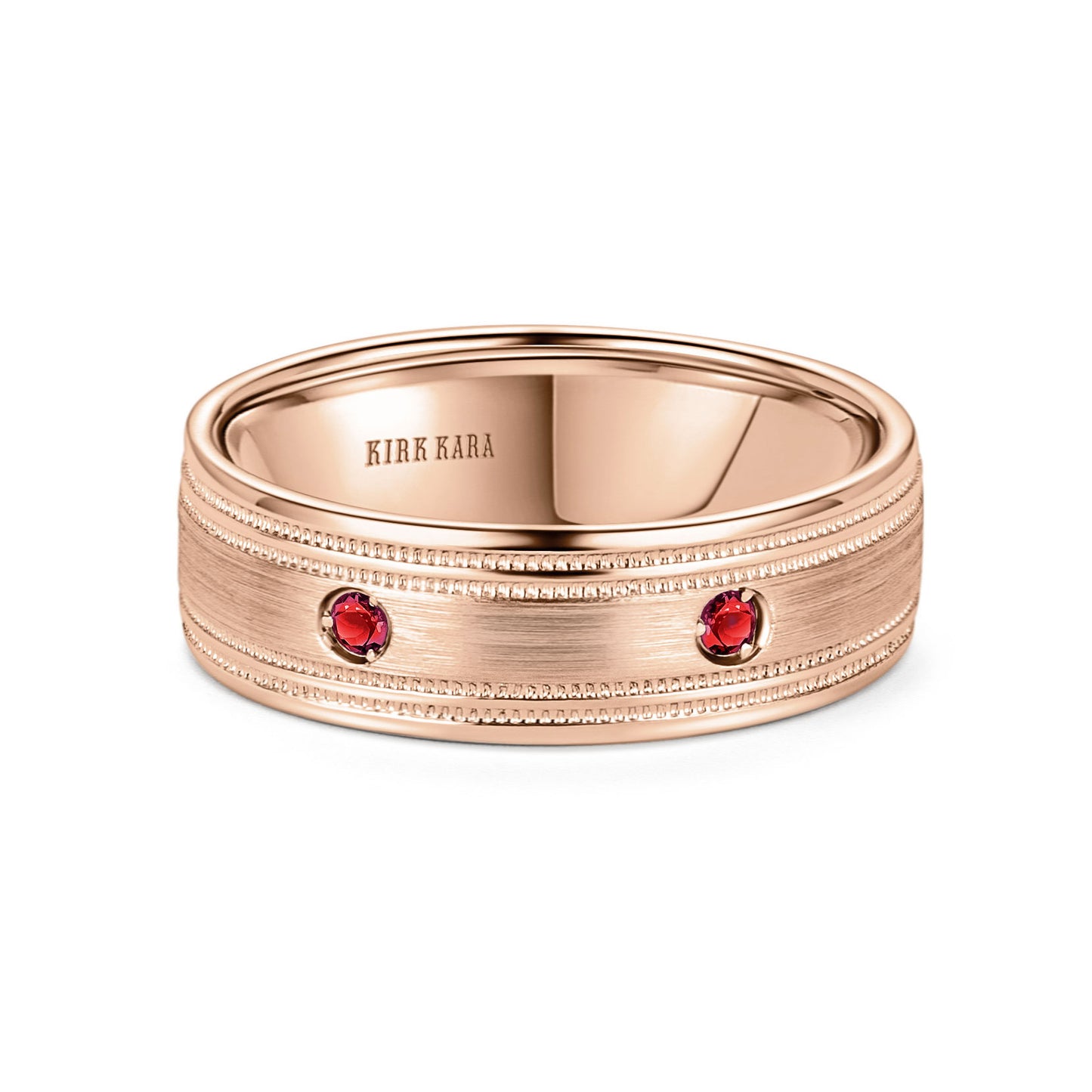 Ruby Accent Satin Wedding Band, 7mm