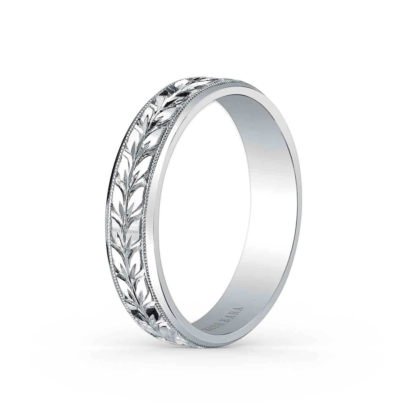 Floral Engraved Wedding Band, 5mm